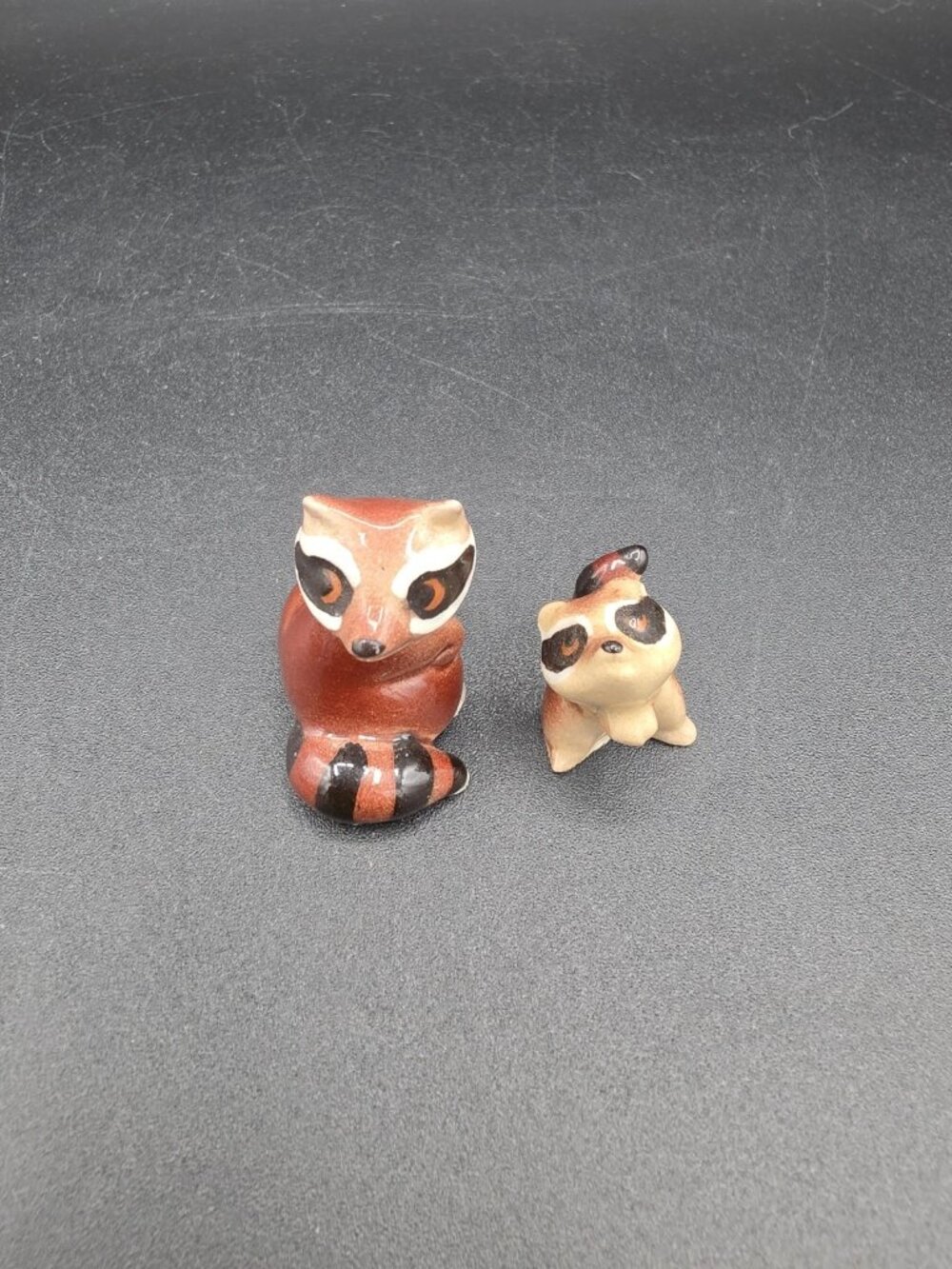 Vintage Miniature Hagen Renaker Raccoon Mama Baby